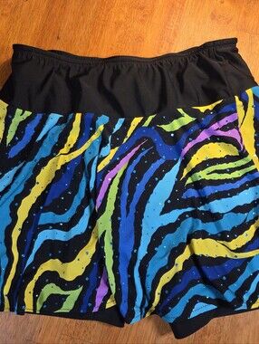 Sparkle Skirts XL Skort with Neon Zebra Print And Soft Teal Sequins. Beautiful!